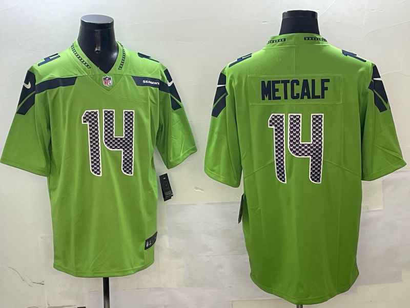 Men Seattle Seahawks 14 Metcalf Green Second generation 2025 Nike Limited NFL Jersey style 1